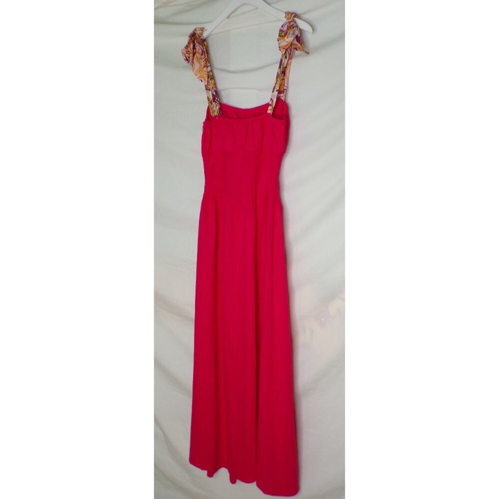 🆕 FREE PEOPLE Santorini Maxi Dress Tie Straps Coral Red Size 2 - Picture 13 of 13